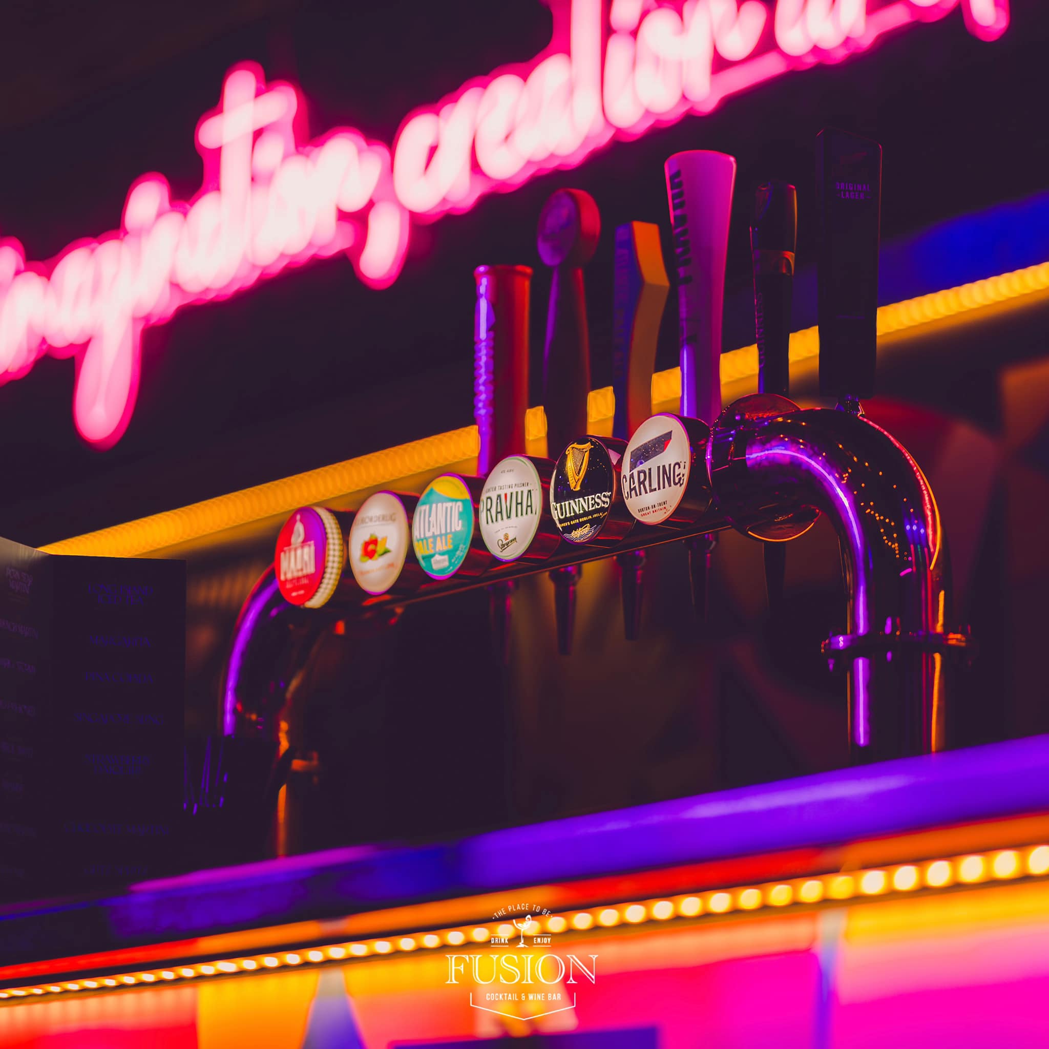 Premium spirits and beers at Fusion Bar